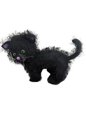 Scratches Black Plush Cat Toy with Green Eyes Russ Berrie Brand